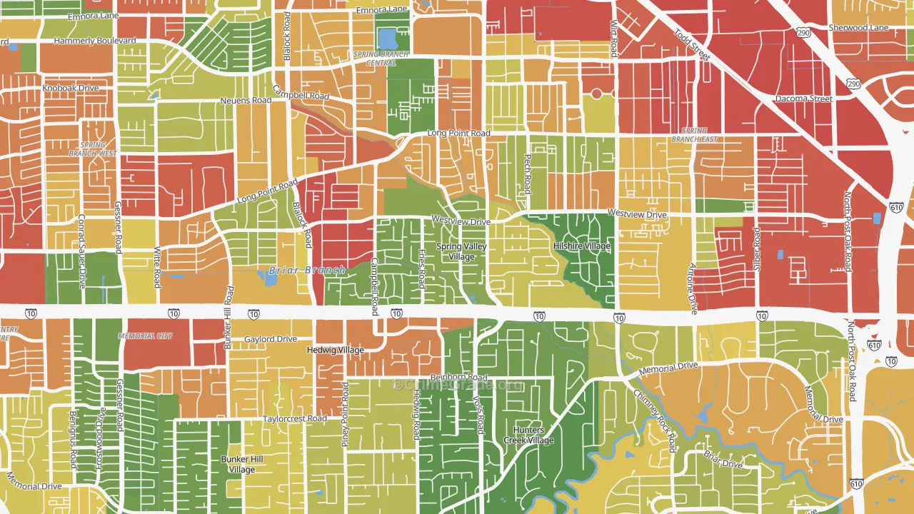 Spring Valley, TX Map of Burglary Rates