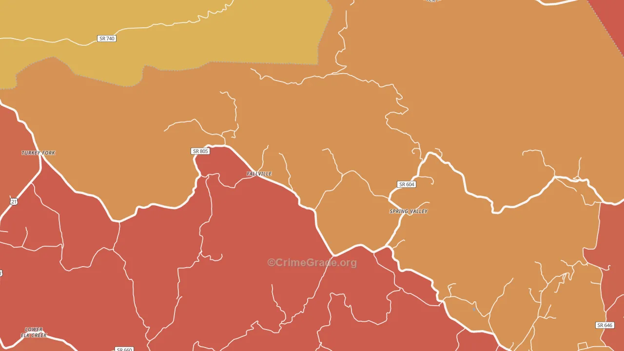 Spring Valley, VA Map of Burglary Rates
