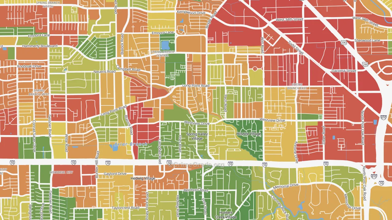 Spring Valley Village, TX Map of Burglary Rates