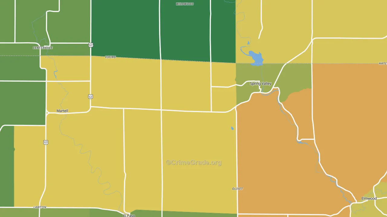 Spring Valley, WI Map of Burglary Rates