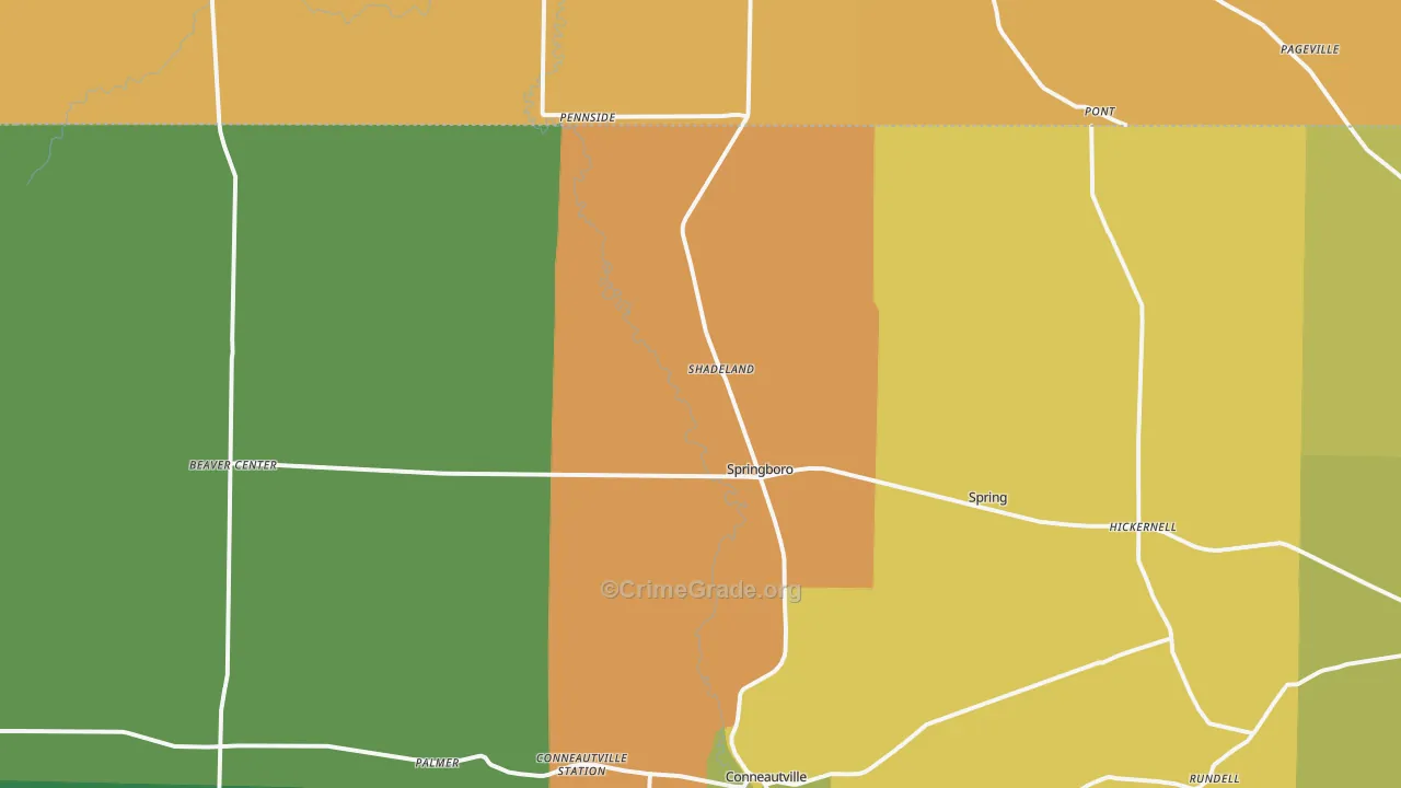 Springboro, PA Map of Burglary Rates