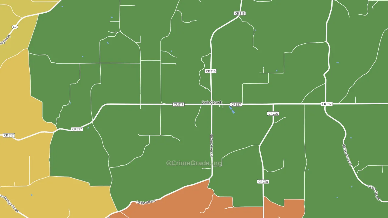 Springbrook, IA Map of Burglary Rates