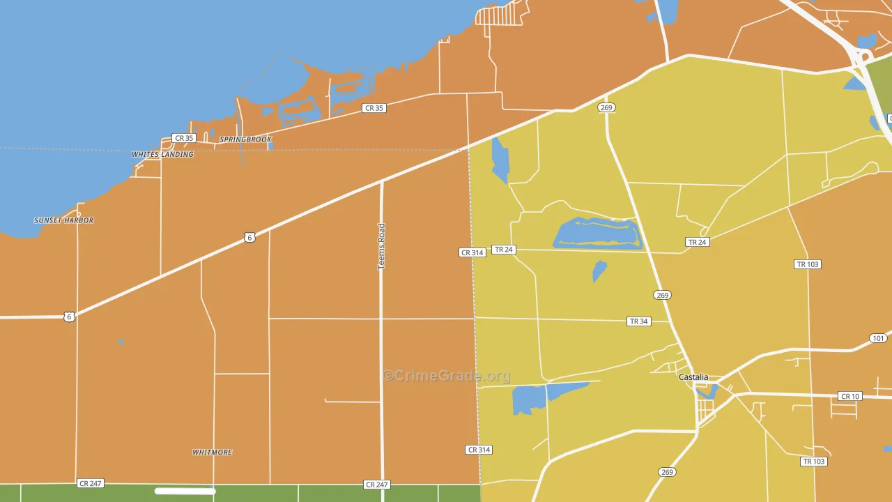 Springbrook, OH Map of Burglary Rates