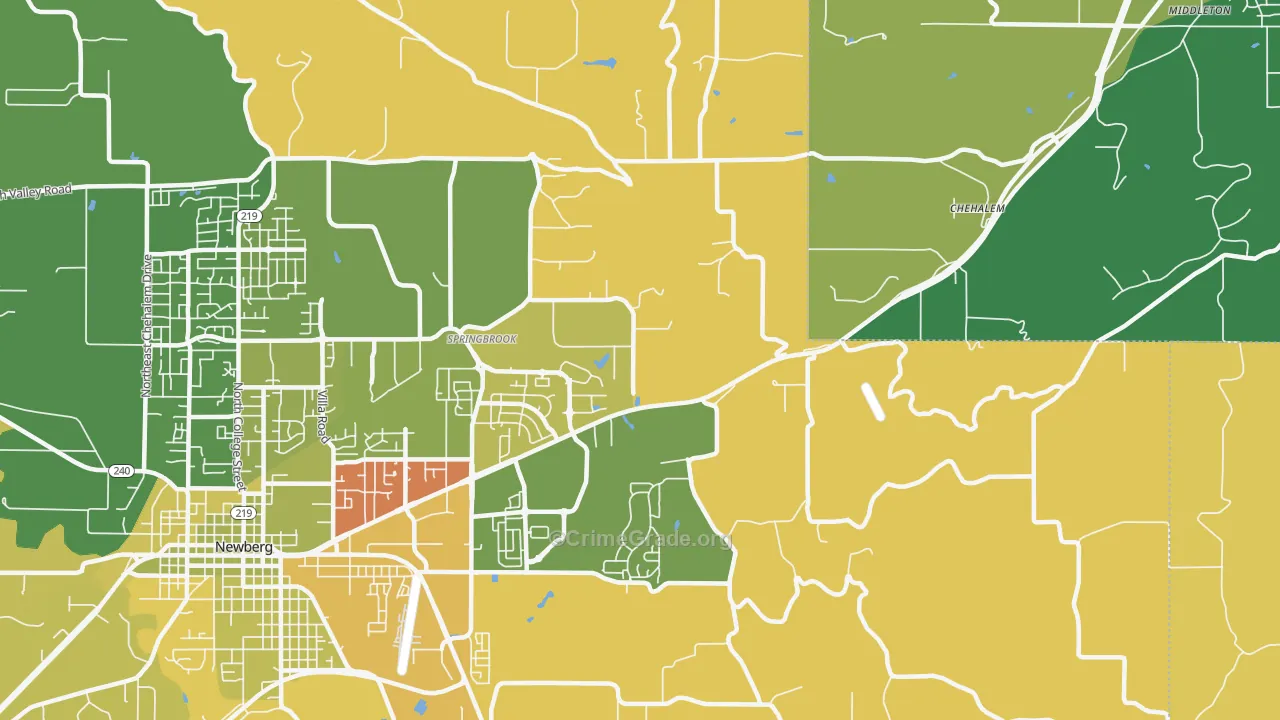 Springbrook, OR Map of Burglary Rates