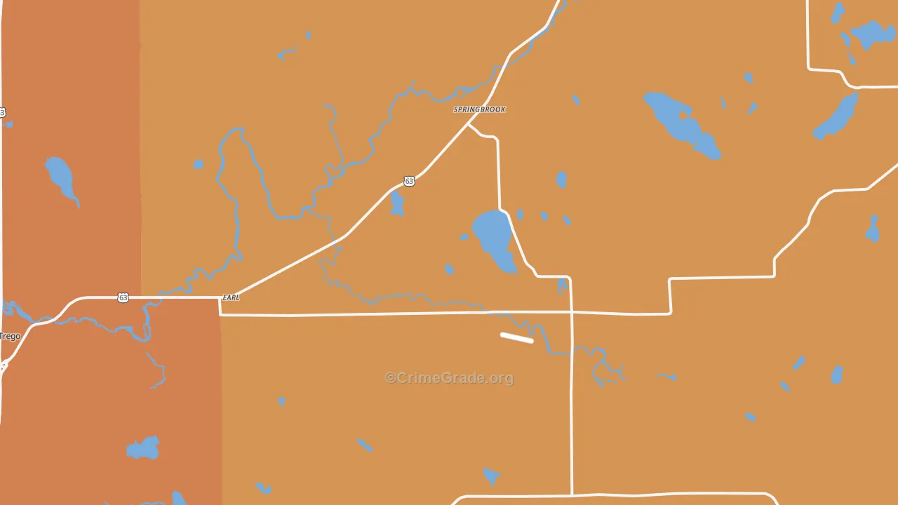 Springbrook, WI Map of Burglary Rates