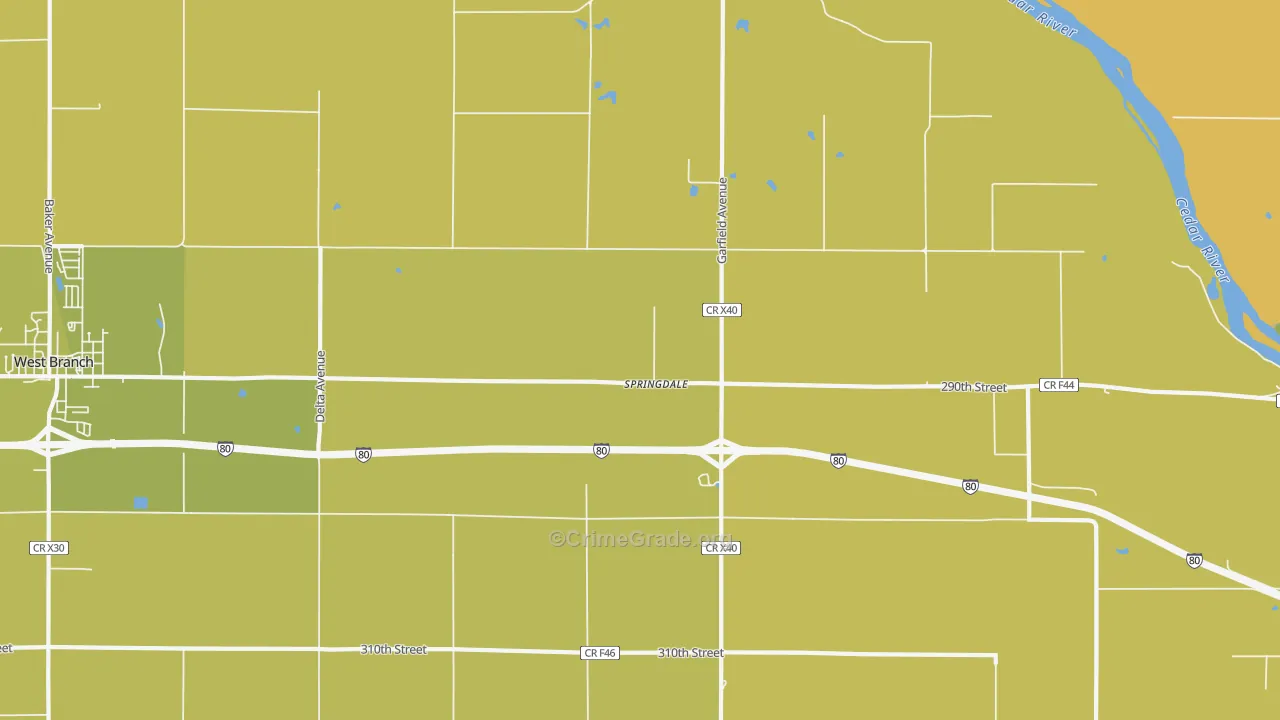 Springdale, IA Map of Burglary Rates