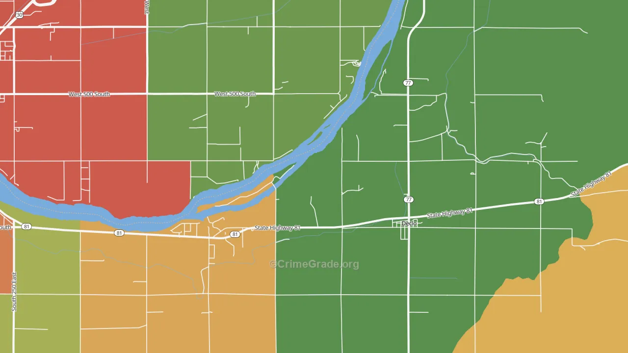 Springdale, ID Map of Burglary Rates
