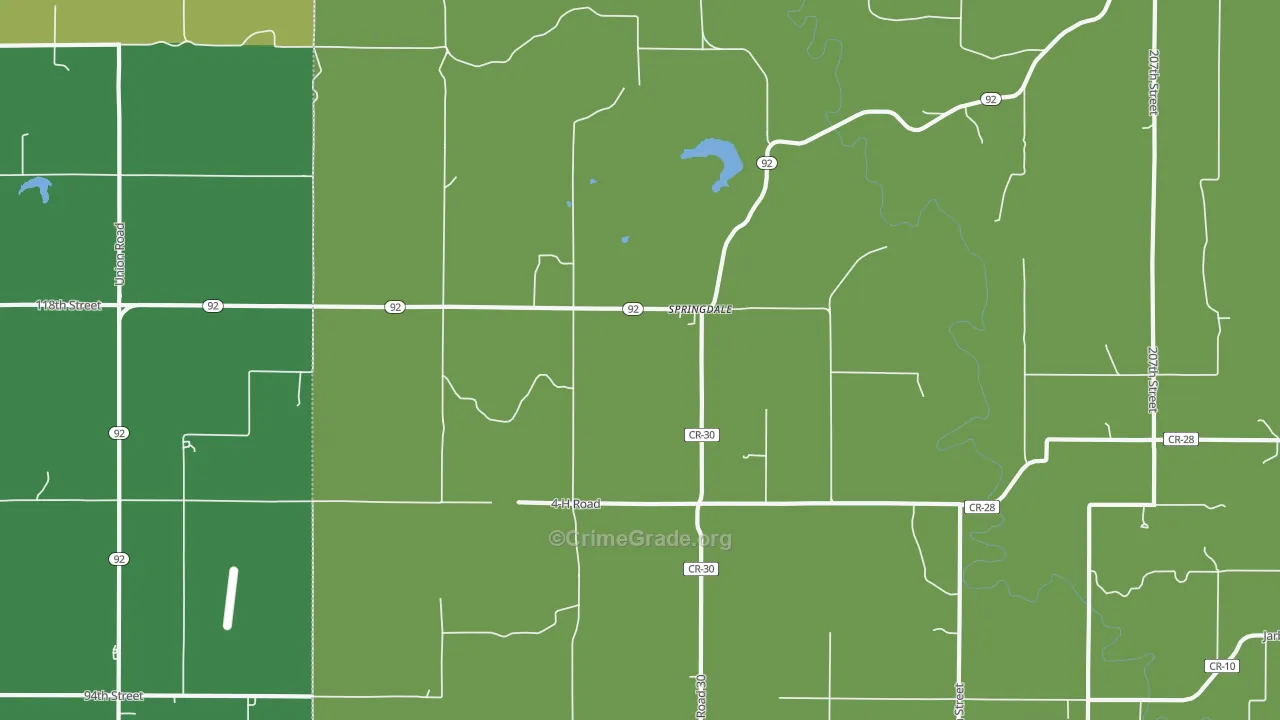 Springdale, KS Map of Burglary Rates