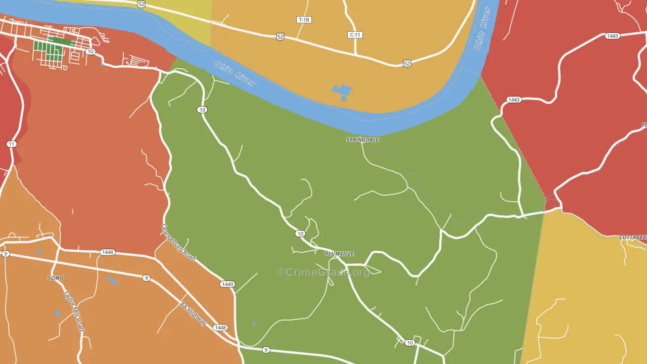 Springdale, KY Map of Burglary Rates