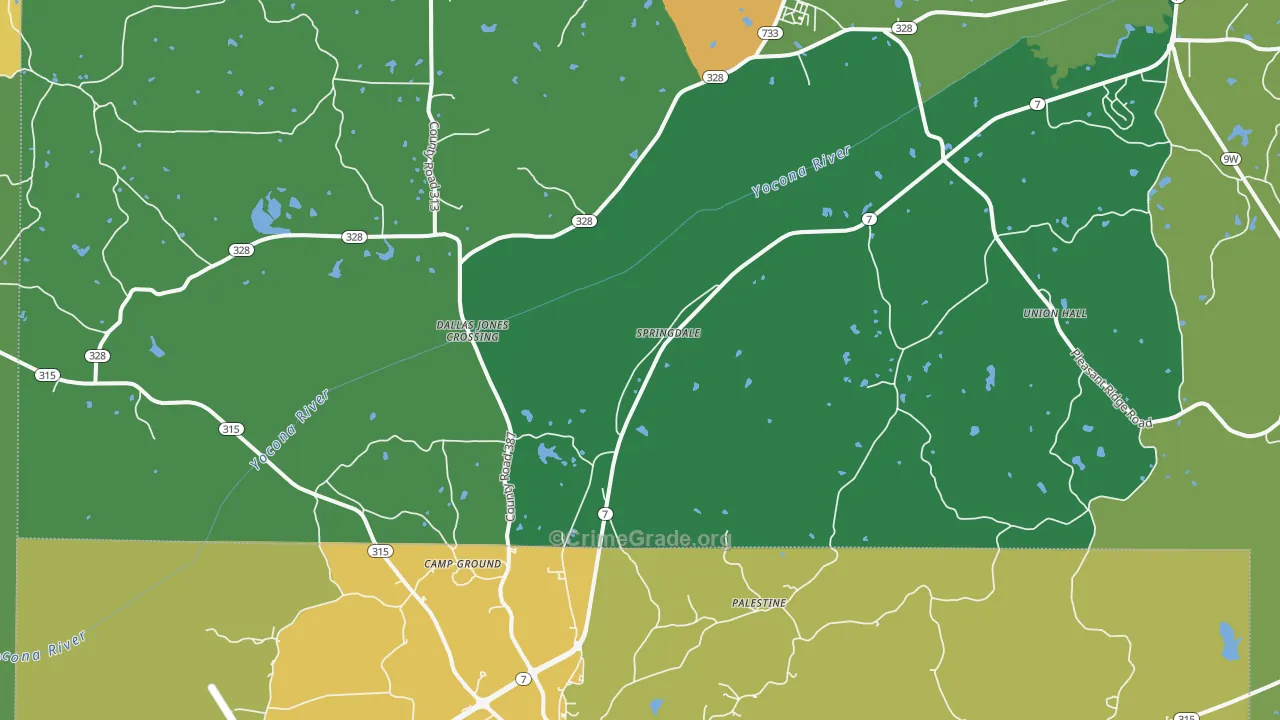 Springdale, MS Map of Burglary Rates