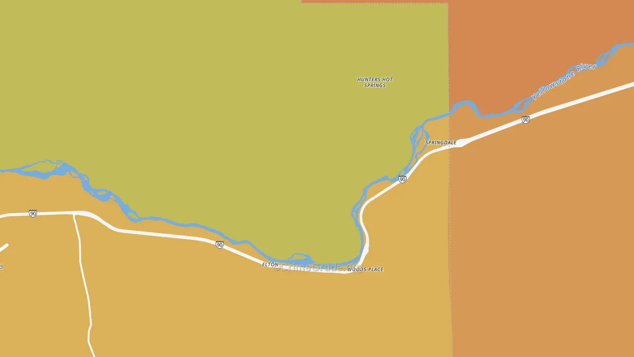 Springdale, MT Map of Burglary Rates