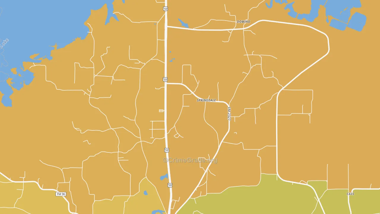 Springdale, TX Map of Burglary Rates