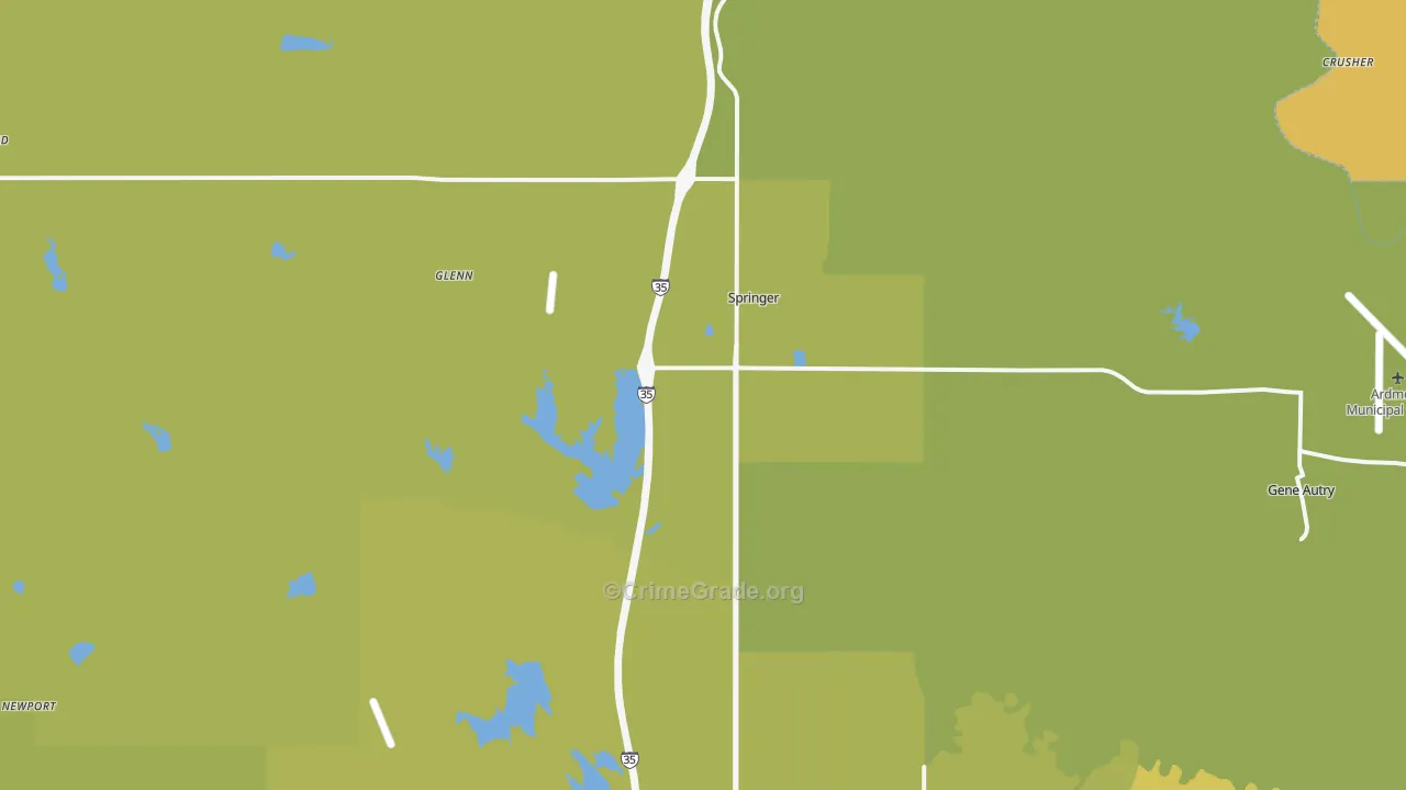 Springer, OK Map of Burglary Rates