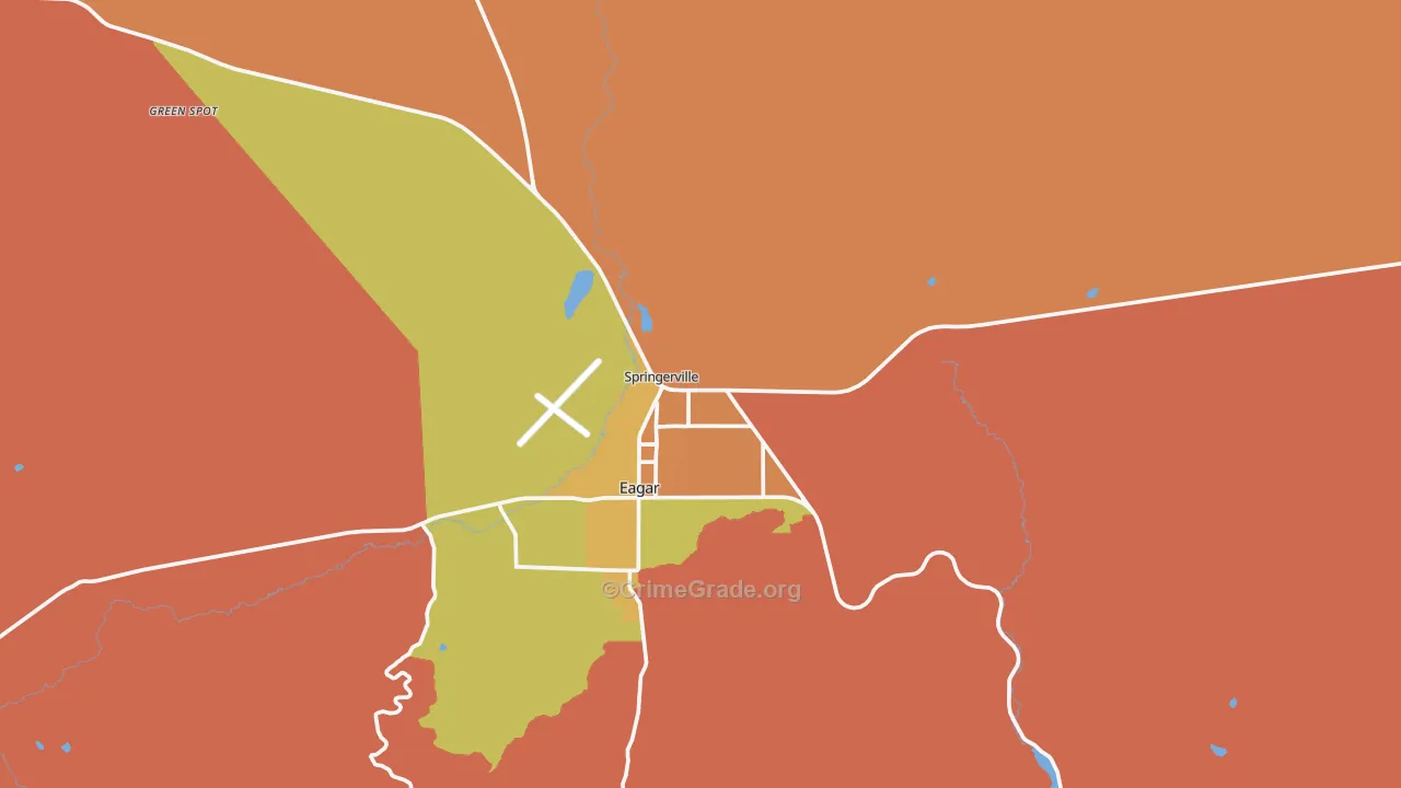 Springerville, AZ Map of Burglary Rates