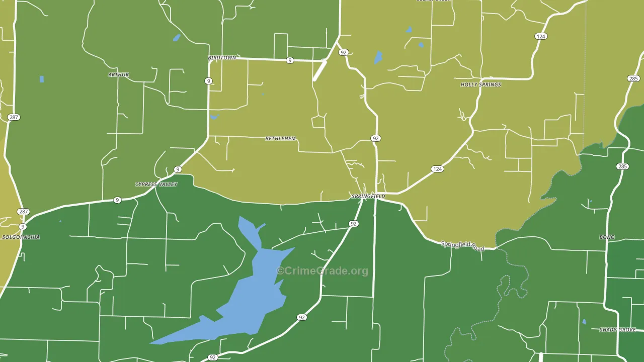 Springfield, AR Map of Burglary Rates