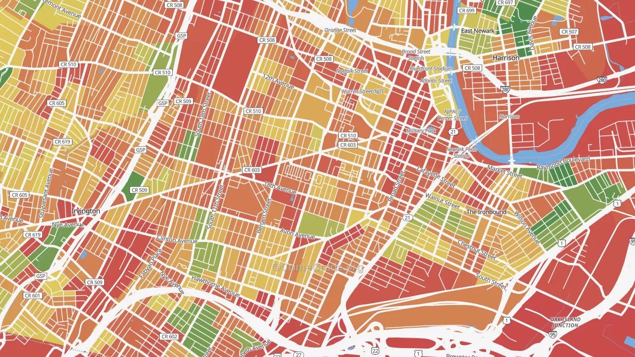 Springfield-Belmont, Newark, NJ Map of Burglary Rates