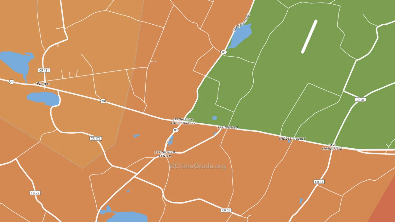 Springfield Center, NY Map of Burglary Rates