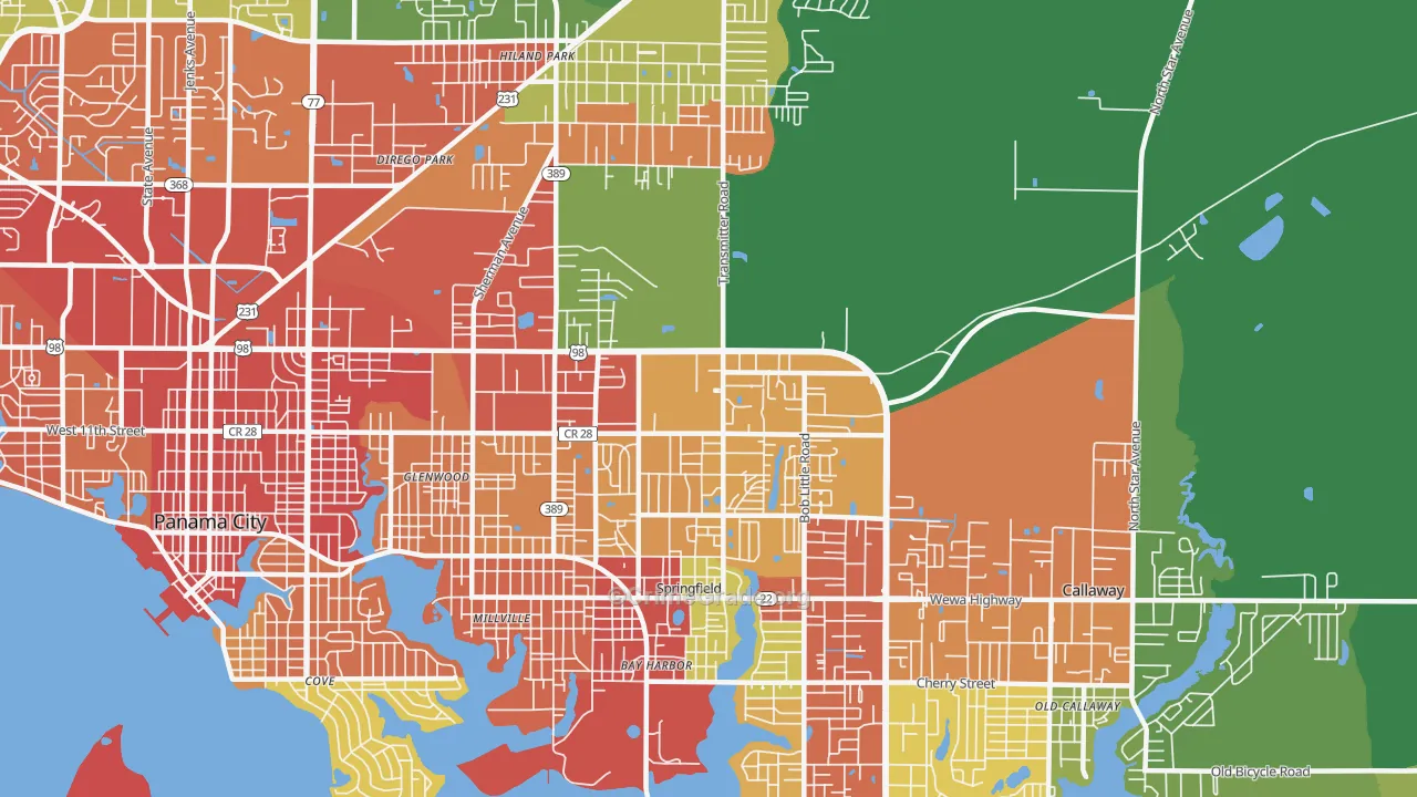 Springfield, FL Map of Burglary Rates