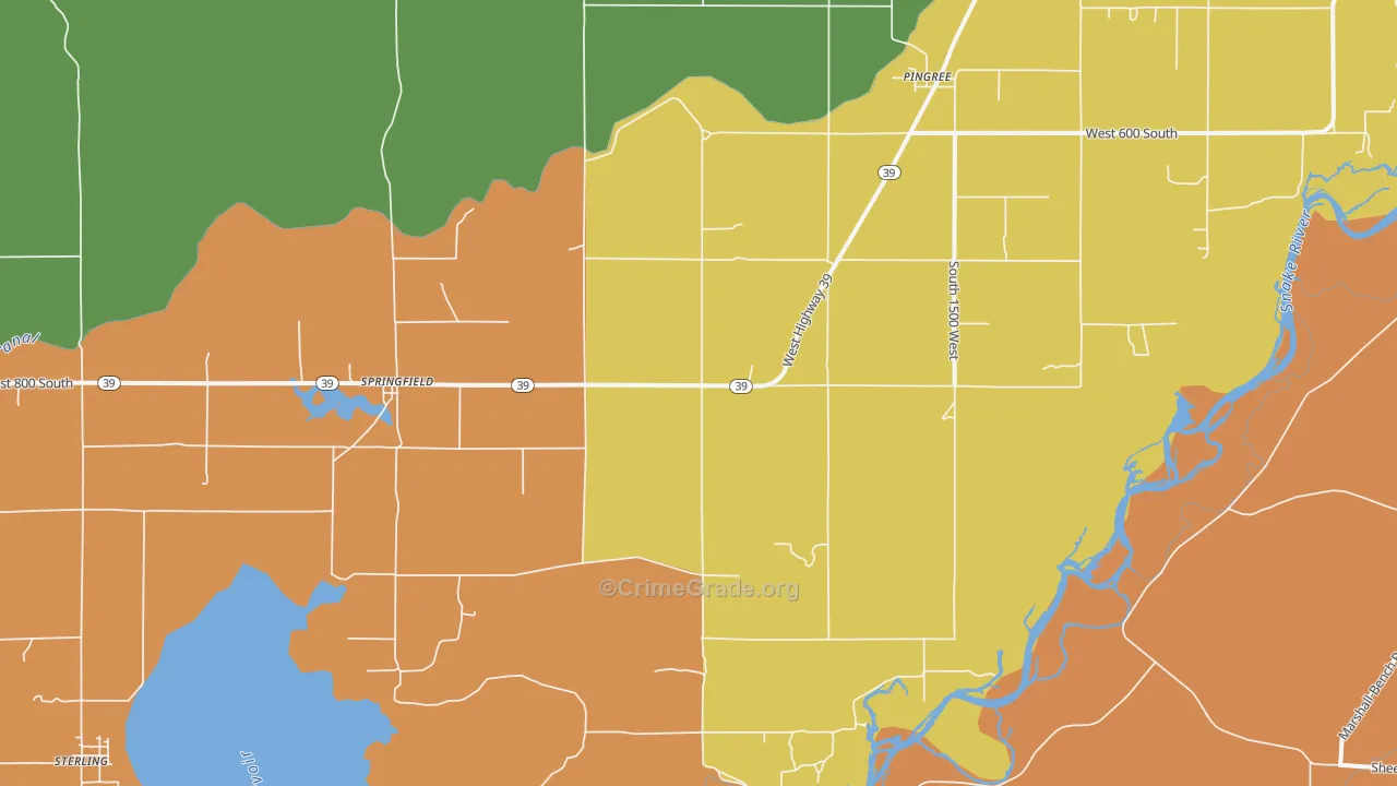 Springfield, ID Map of Burglary Rates
