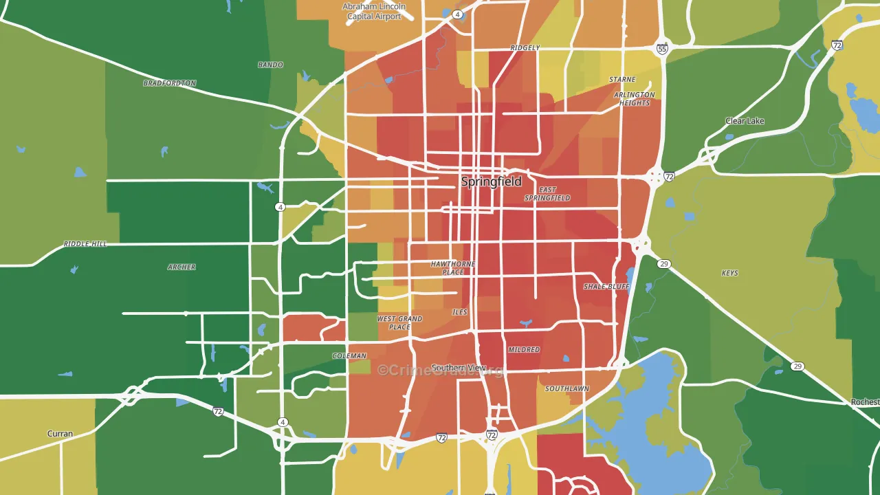 Springfield, IL Map of Burglary Rates