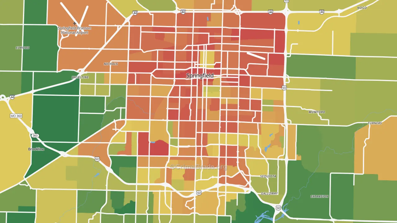 Springfield, MO Map of Burglary Rates