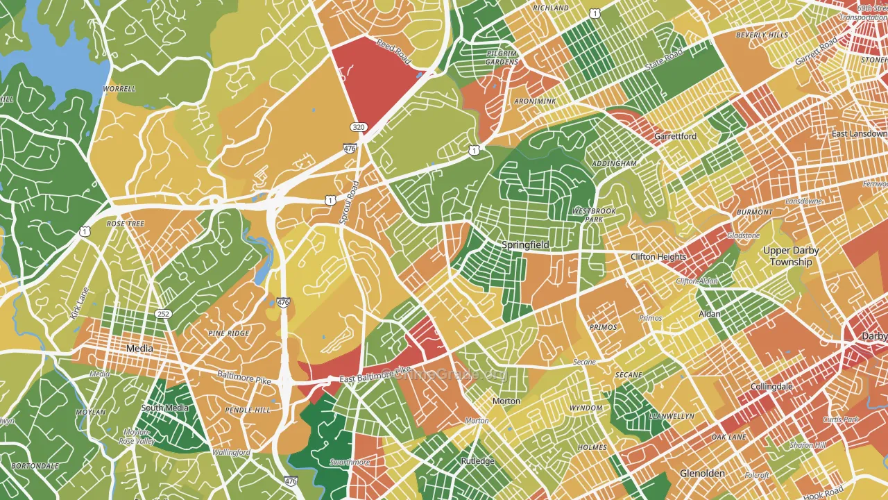 Springfield, PA Map of Burglary Rates