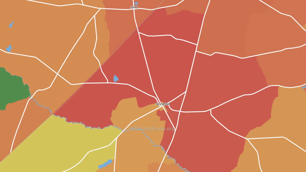 Springfield, SC Map of Burglary Rates