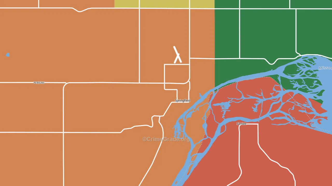 Springfield, SD Map of Burglary Rates