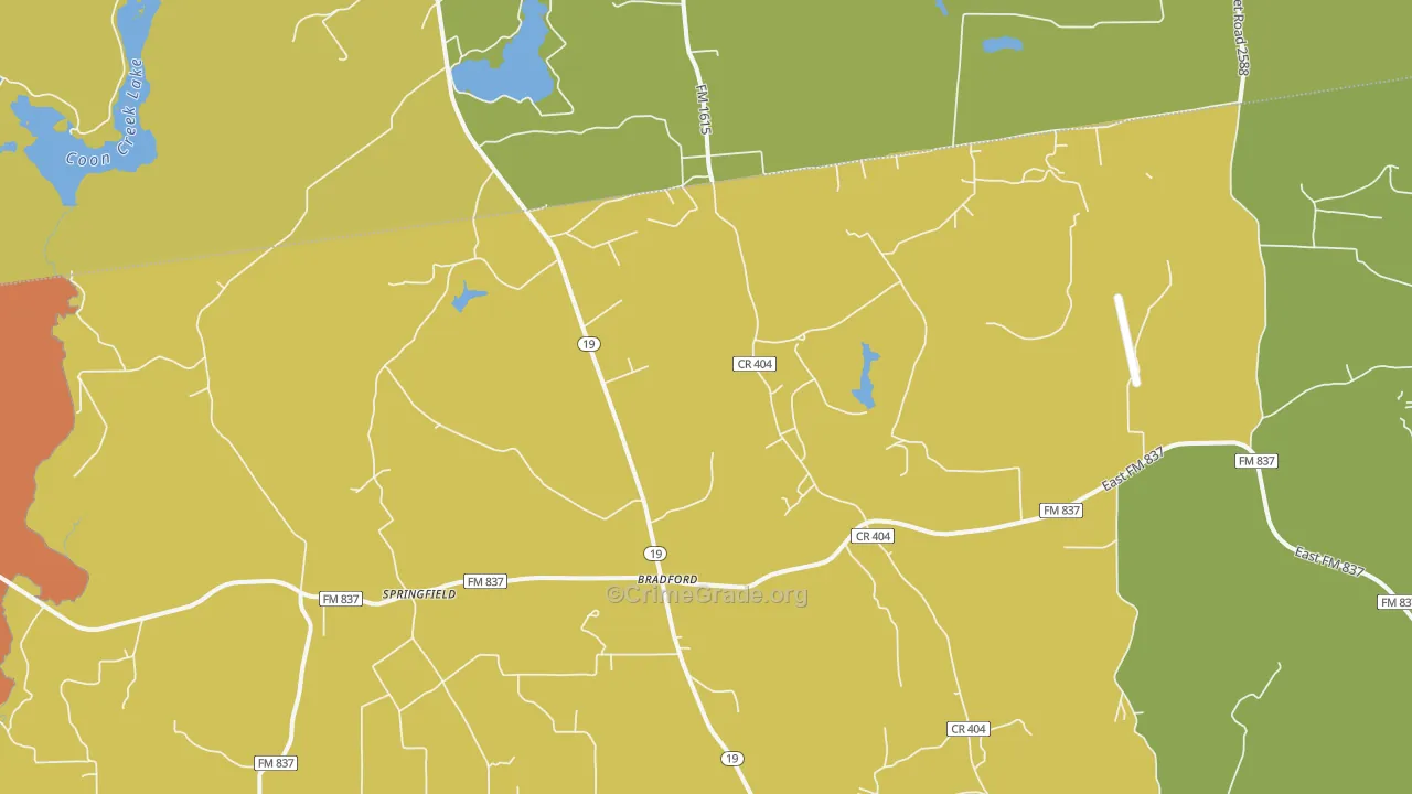 Springfield, TX Map of Burglary Rates