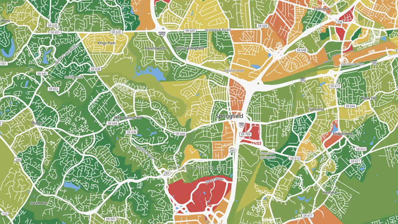 Springfield, VA Map of Burglary Rates