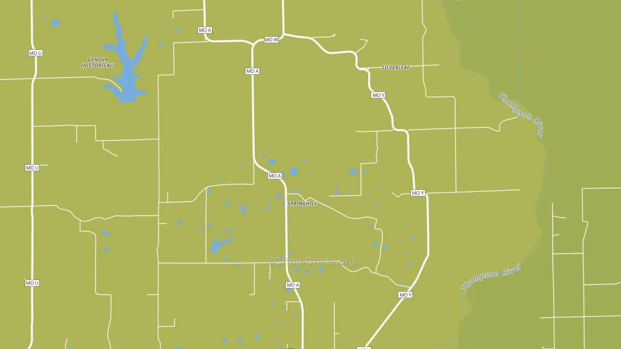 Springhill, MO Map of Burglary Rates