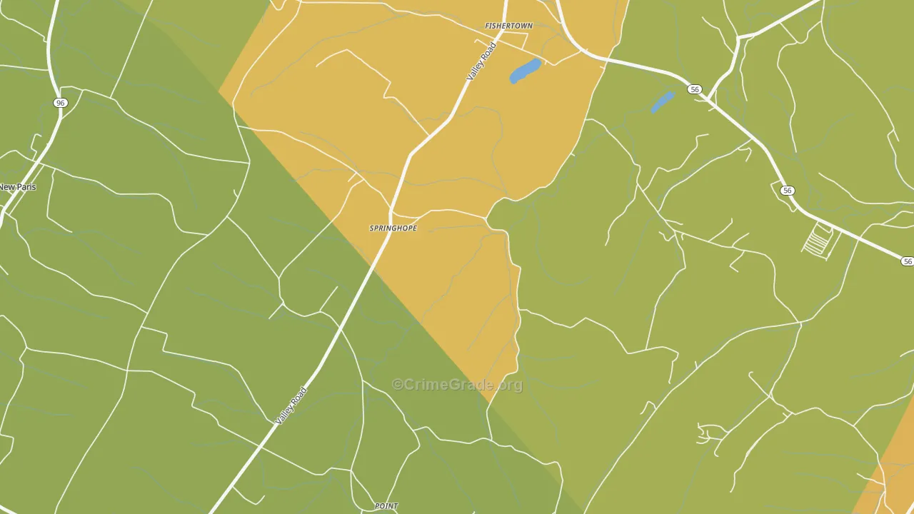 Springhope, PA Map of Burglary Rates