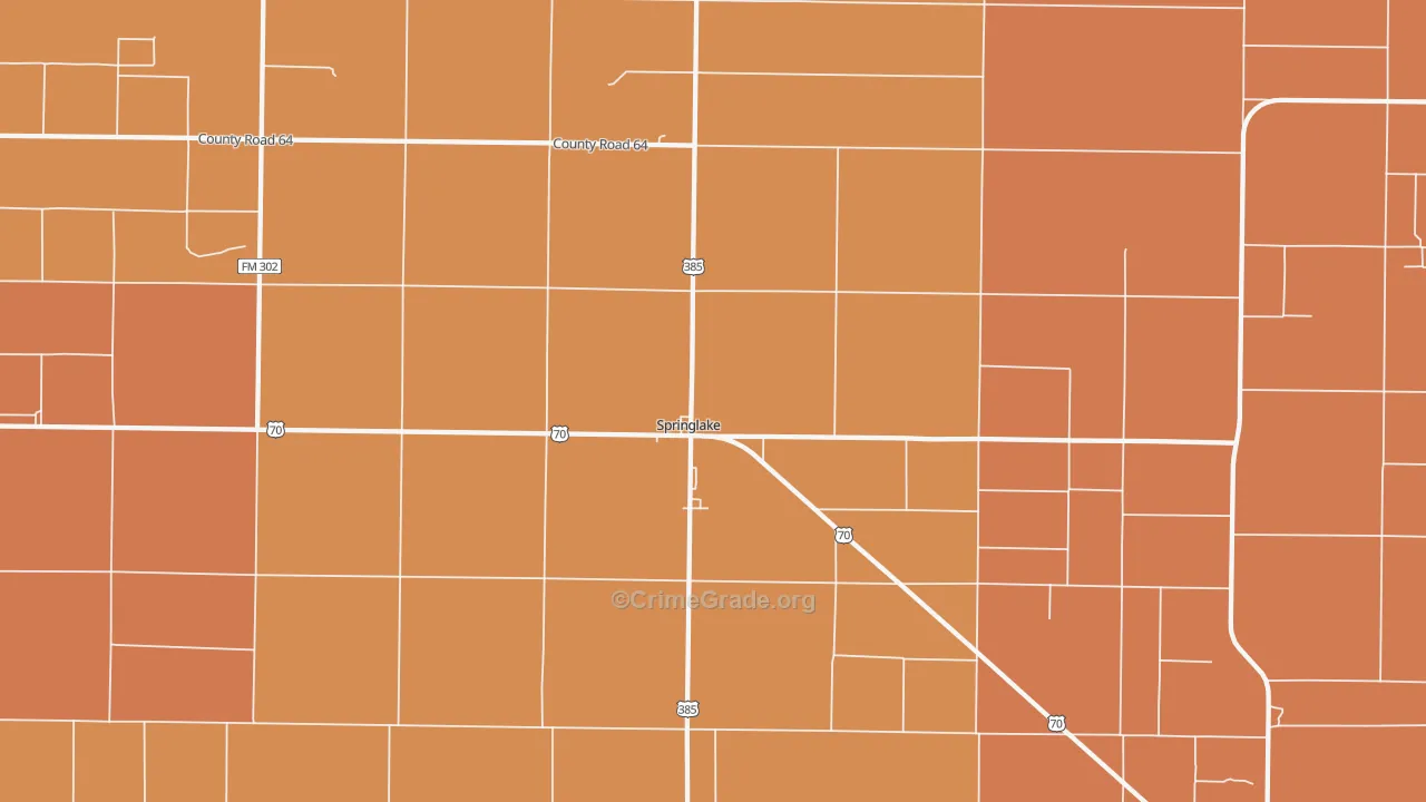 Springlake, TX Map of Burglary Rates