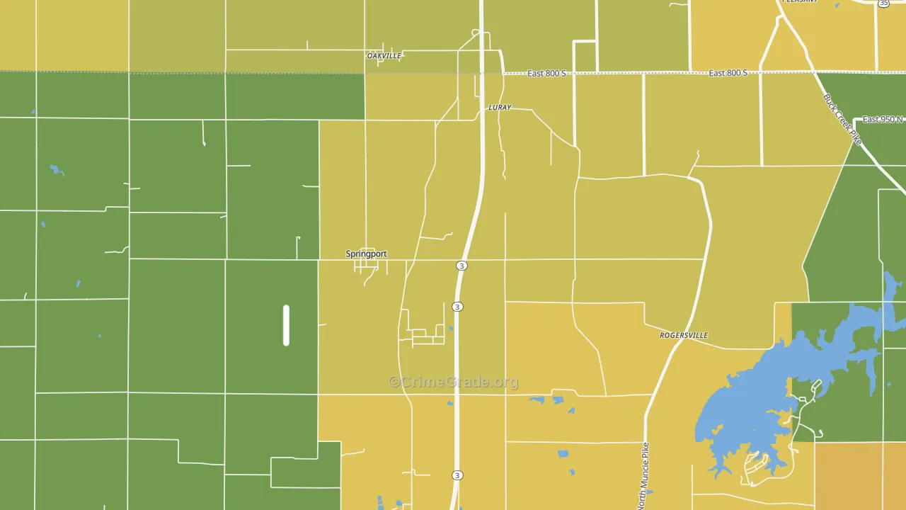 Springport, IN Map of Burglary Rates