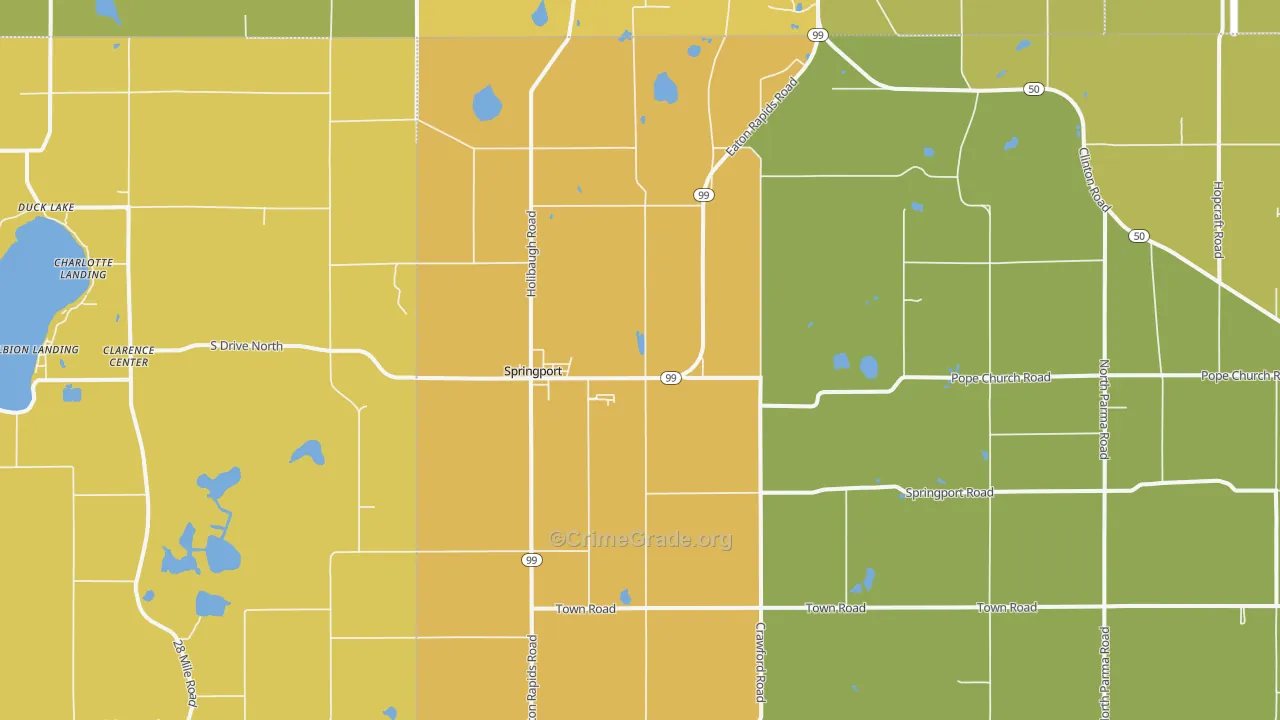 Springport, MI Map of Burglary Rates
