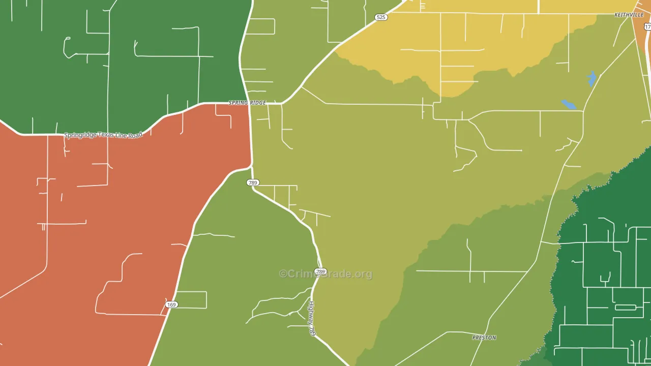 Springridge, LA Map of Burglary Rates