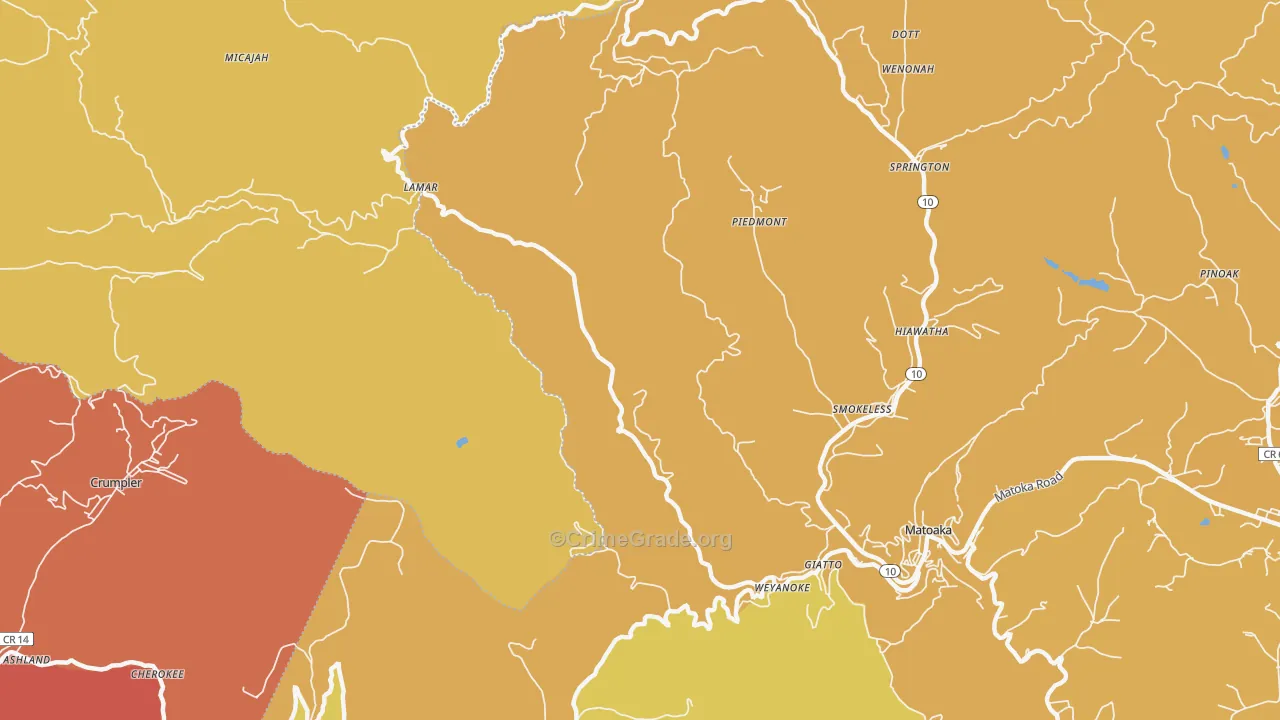 Springton, WV Map of Burglary Rates