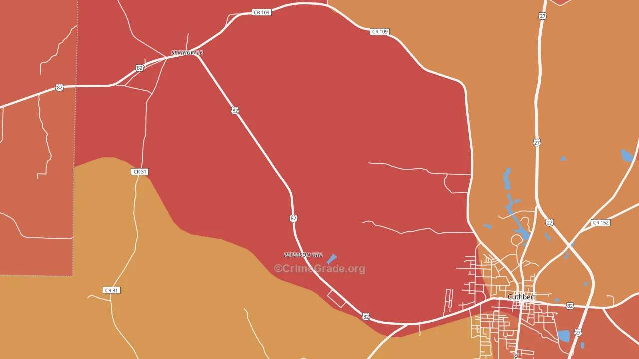 Springvale, GA Map of Burglary Rates