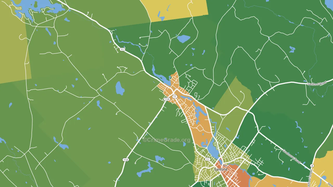 Springvale, ME Map of Burglary Rates