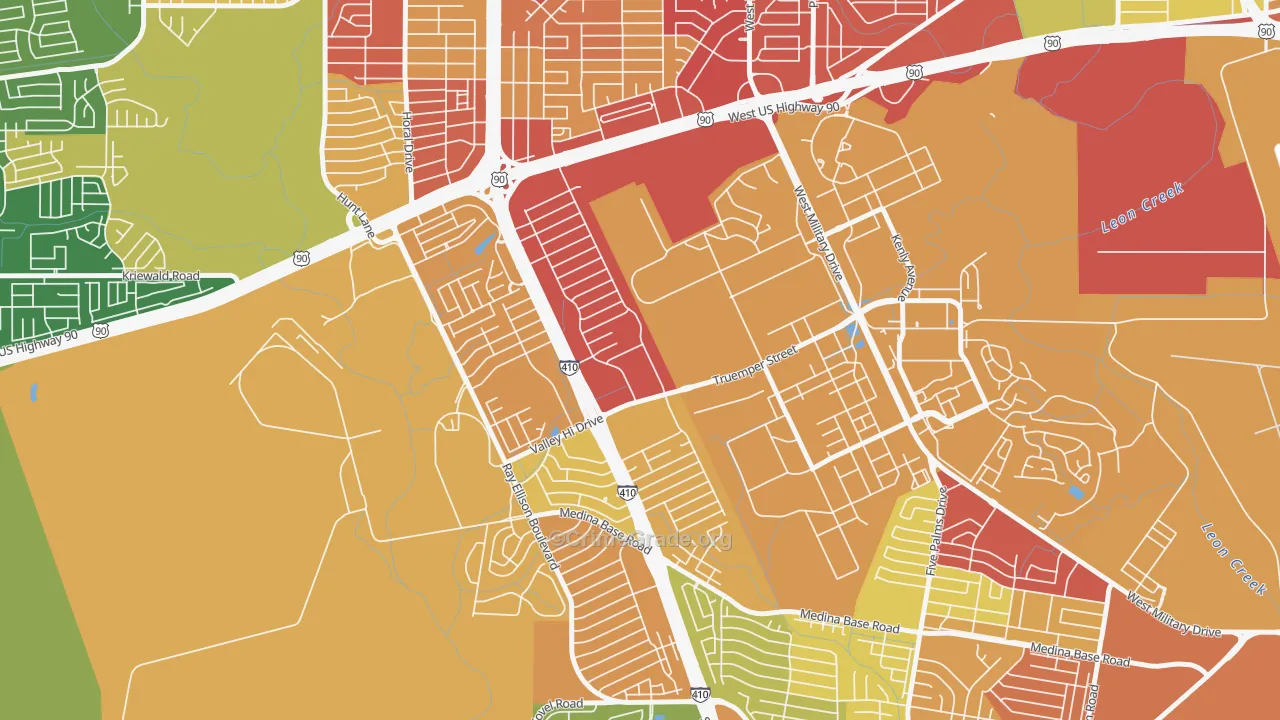 Springvale, San Antonio, TX Map of Burglary Rates