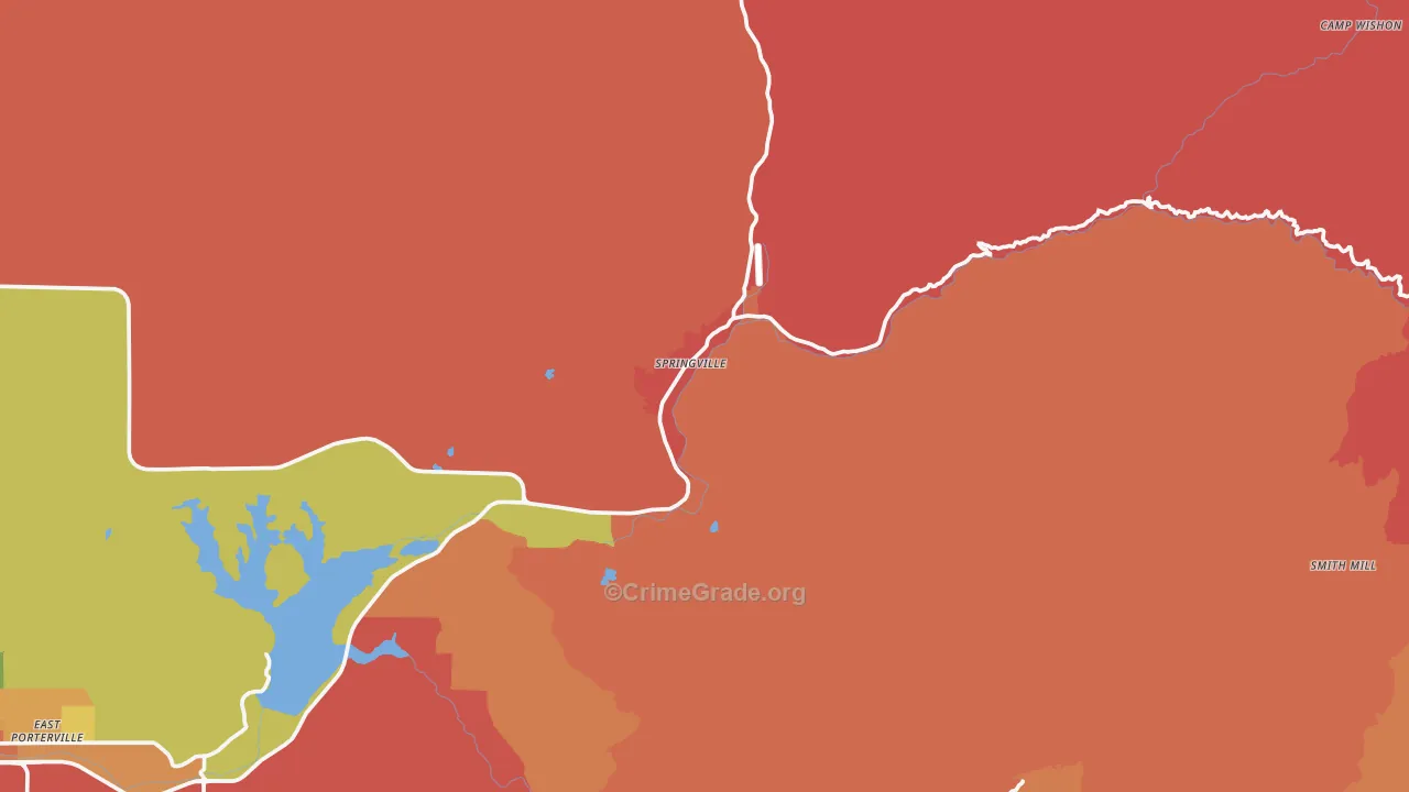 Springville, CA Map of Burglary Rates