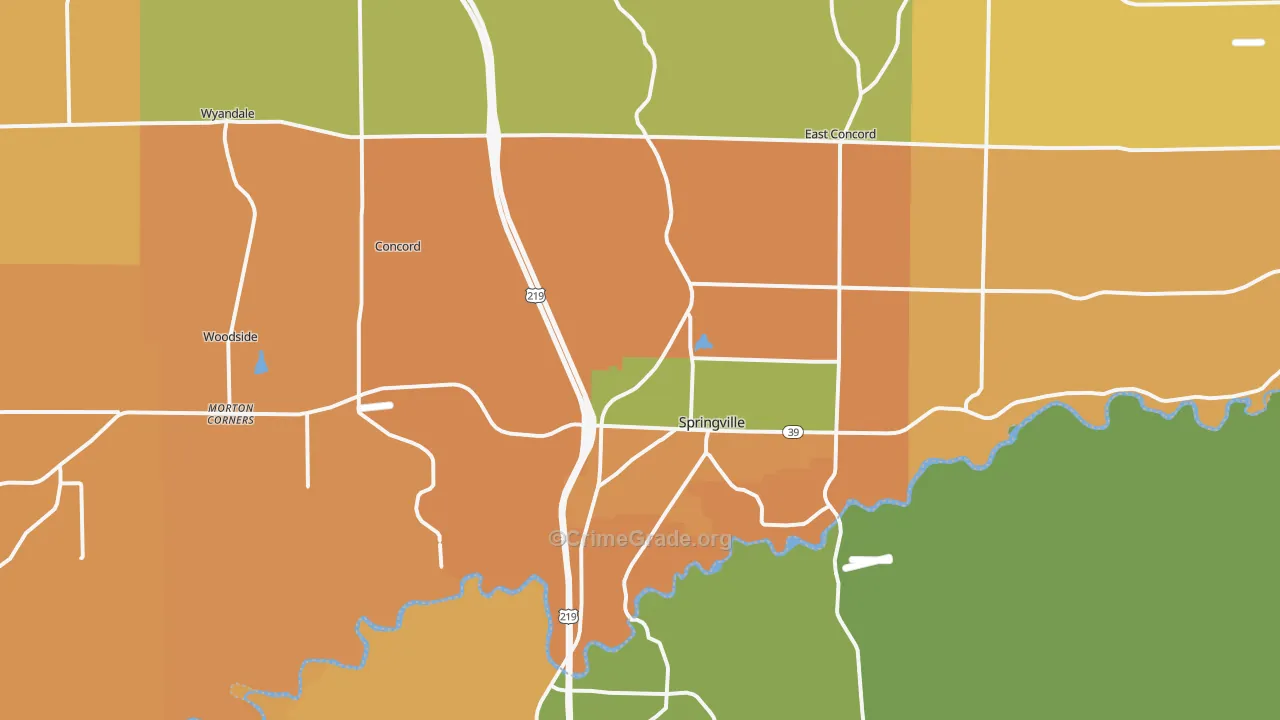 Springville, NY Map of Burglary Rates