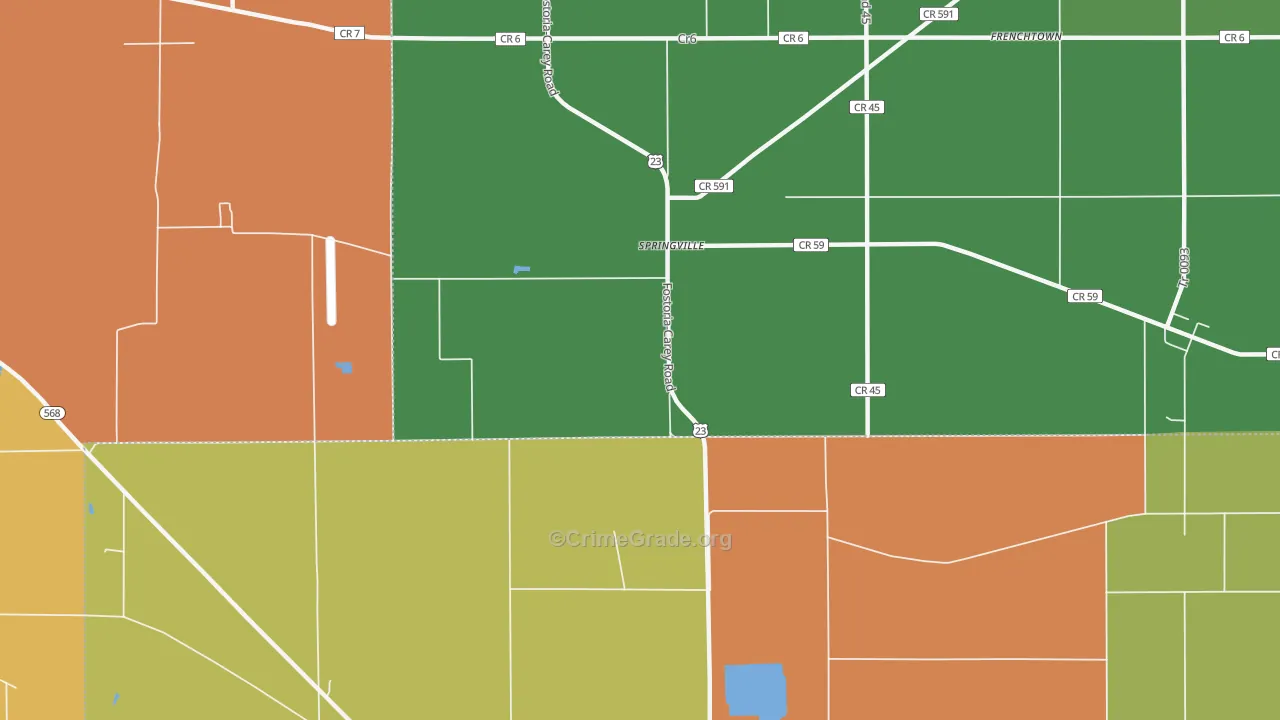 Springville, OH Map of Burglary Rates