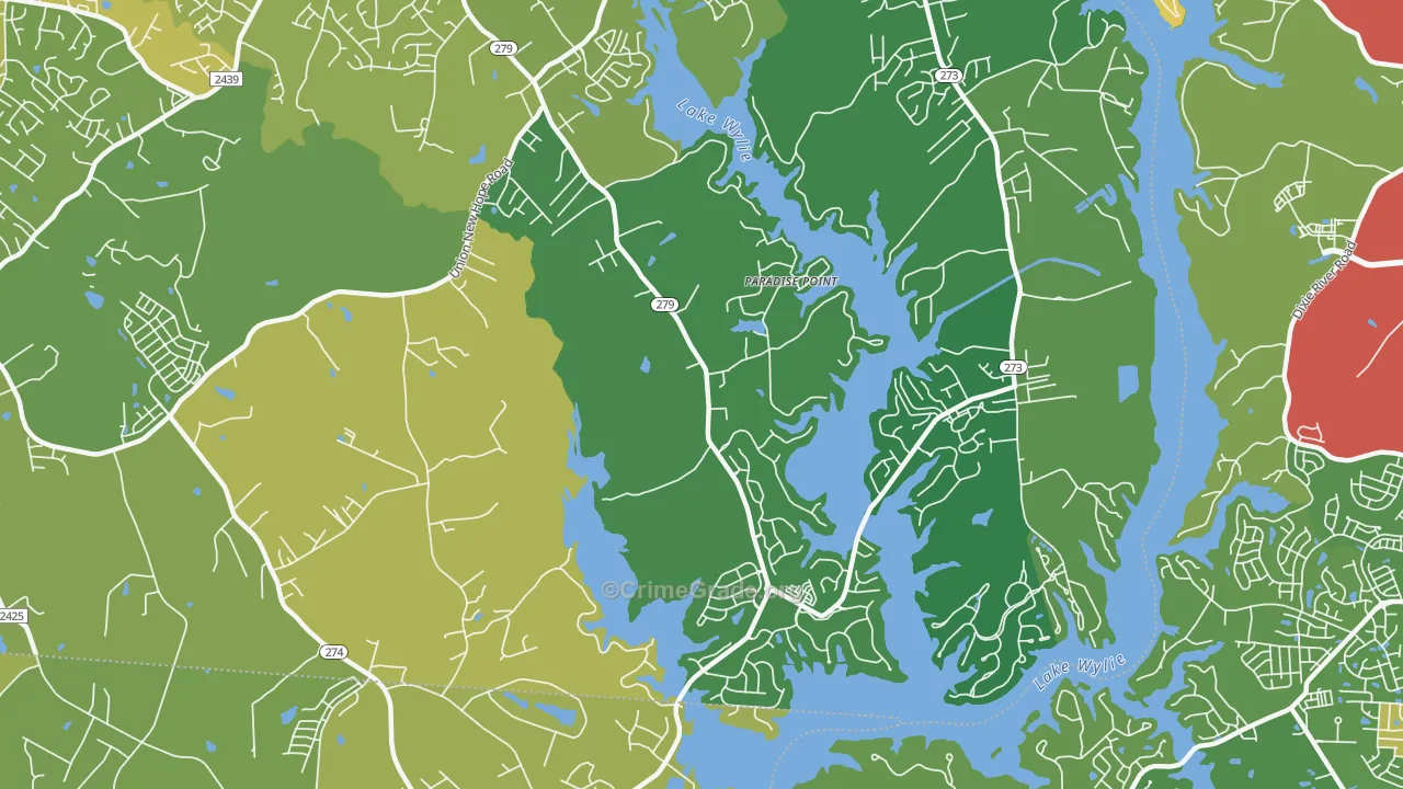 Springwood, NC Map of Burglary Rates