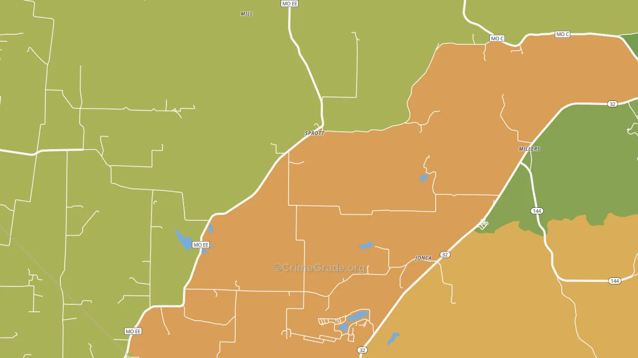 Sprott, MO Map of Burglary Rates