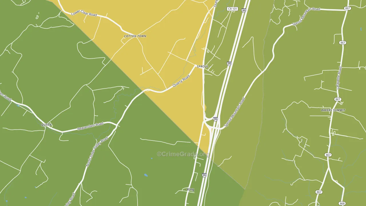 Sproul, PA Map of Burglary Rates