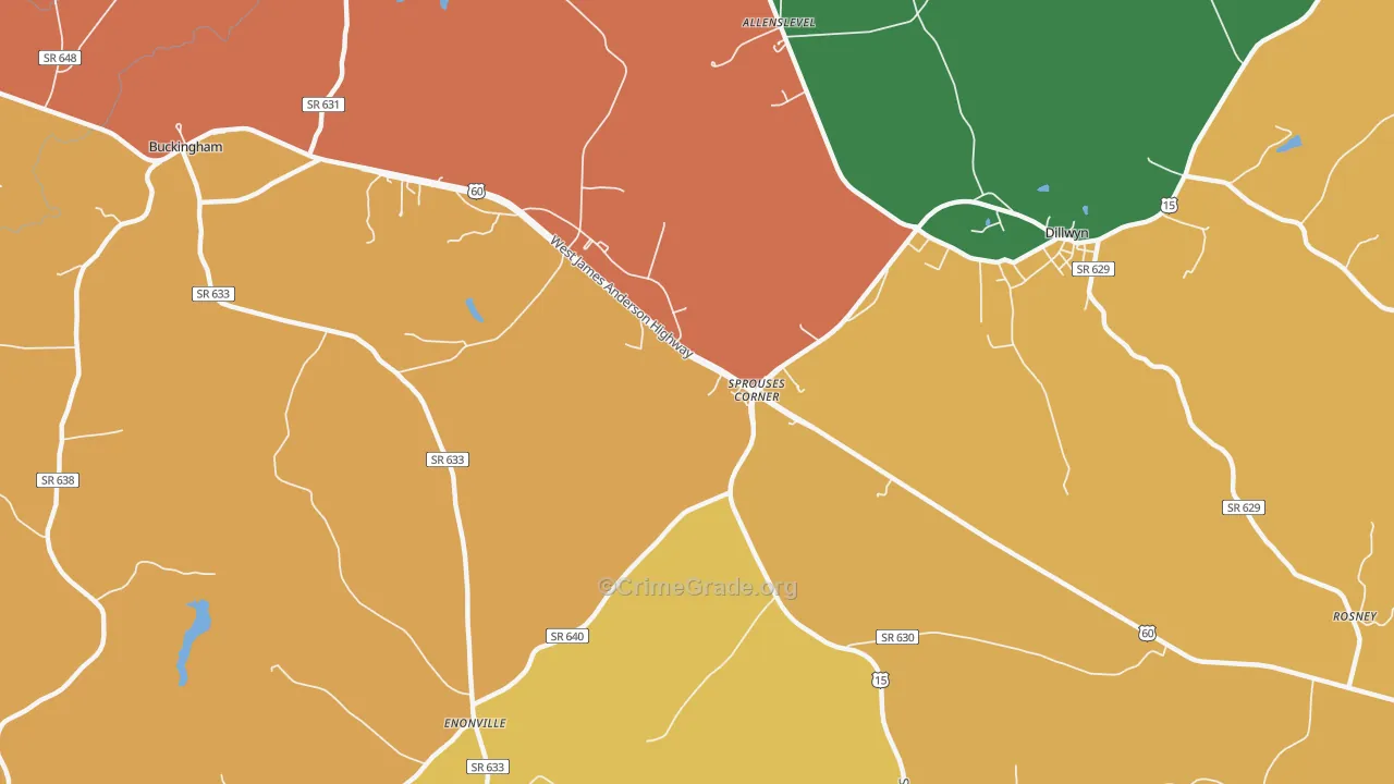 Sprouses Corner, VA Map of Burglary Rates