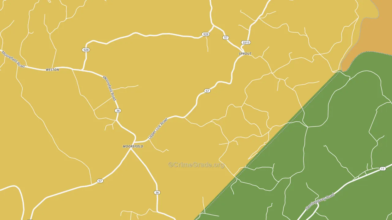 Sprout, KY Map of Burglary Rates