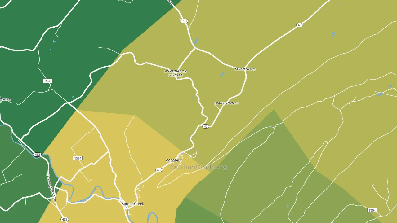 Spruce Creek, PA Map of Burglary Rates