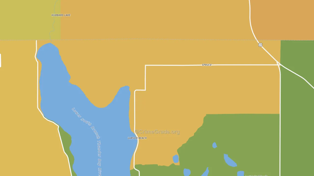 Spruce, MI Map of Burglary Rates